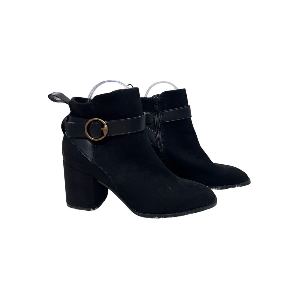 Vionic Comfort Ankle Boots Size 6.5 Block Heel Buckle Orthotic Work Shoes